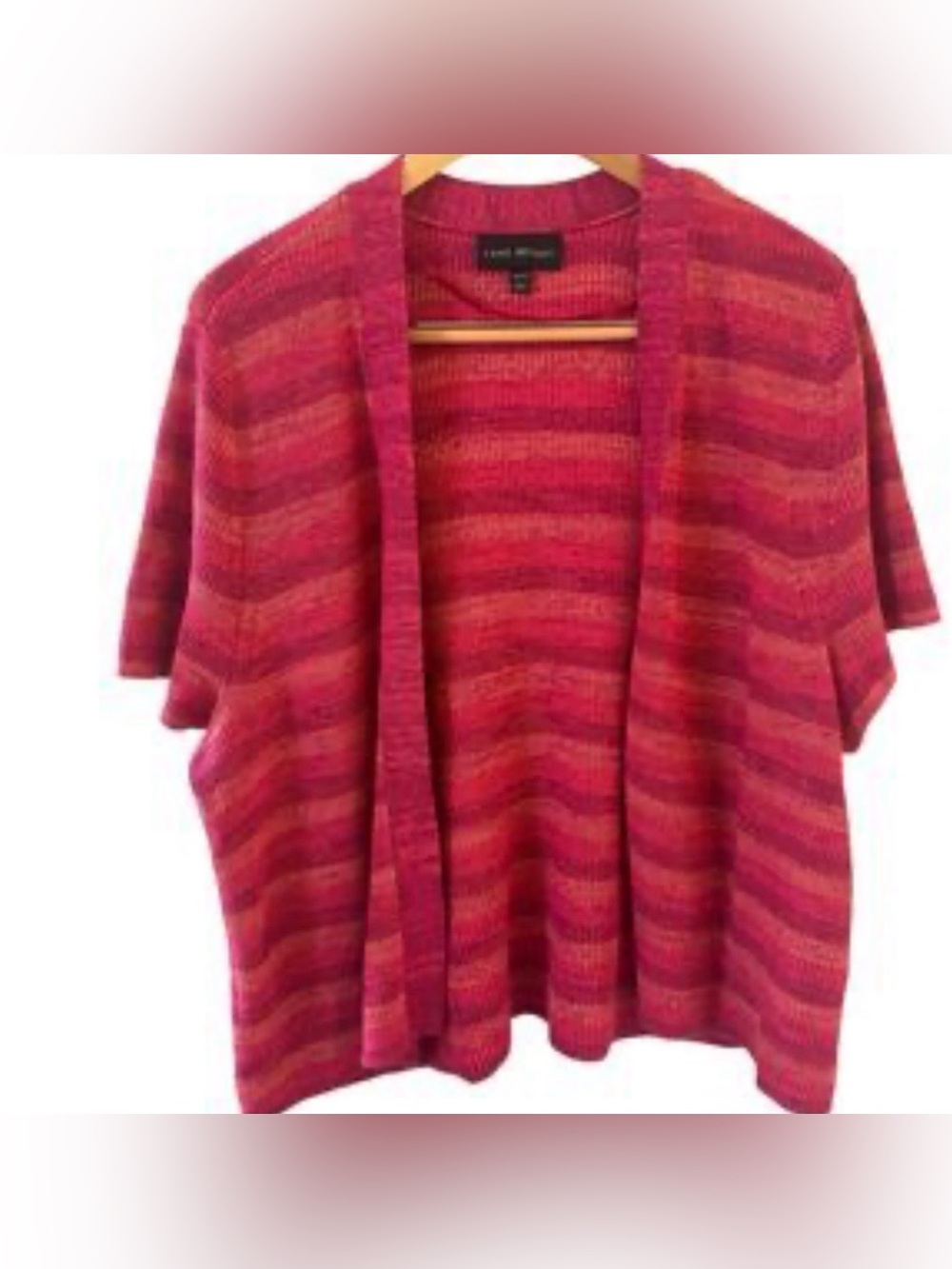 Lane Bryant Pink Striped Open Front Cardigan Sweater Sz 18 Plus Lightweight NWT - Picture 2 of 4